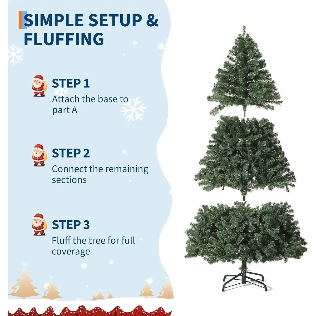 Árvore de Natal com galhos em forma de cedro, 1,8 metros ou 2,3 metros de altura, galhos em PVC, base estável