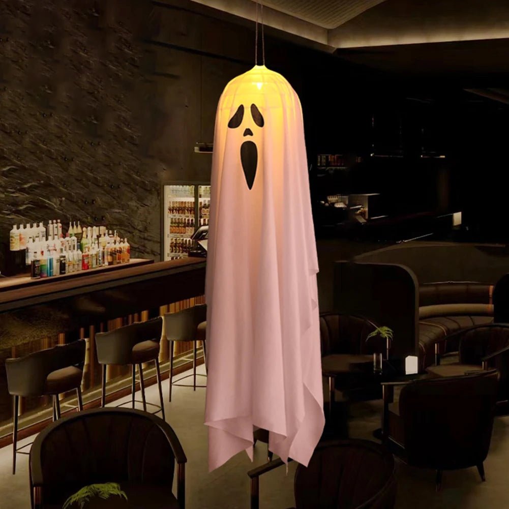 Halloween Glowing White Ghost LED Suspensão Adereços, Horror Horror Adereços, Fairy Light, Interior, Exterior, Casa Assombrada, Decoração de Halloween - Kasa & Pet