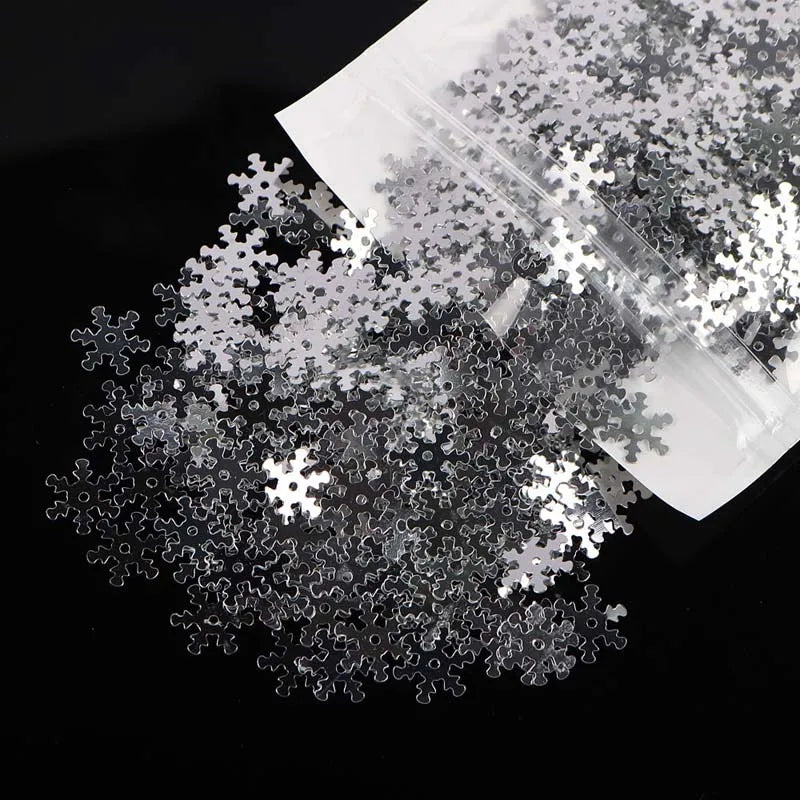 20g 8mm Glitter Flocos de Neve de Natal Lantejoulas Confete Neve Artificial Enfeites Decoração de Natal para Casa Natal 2026