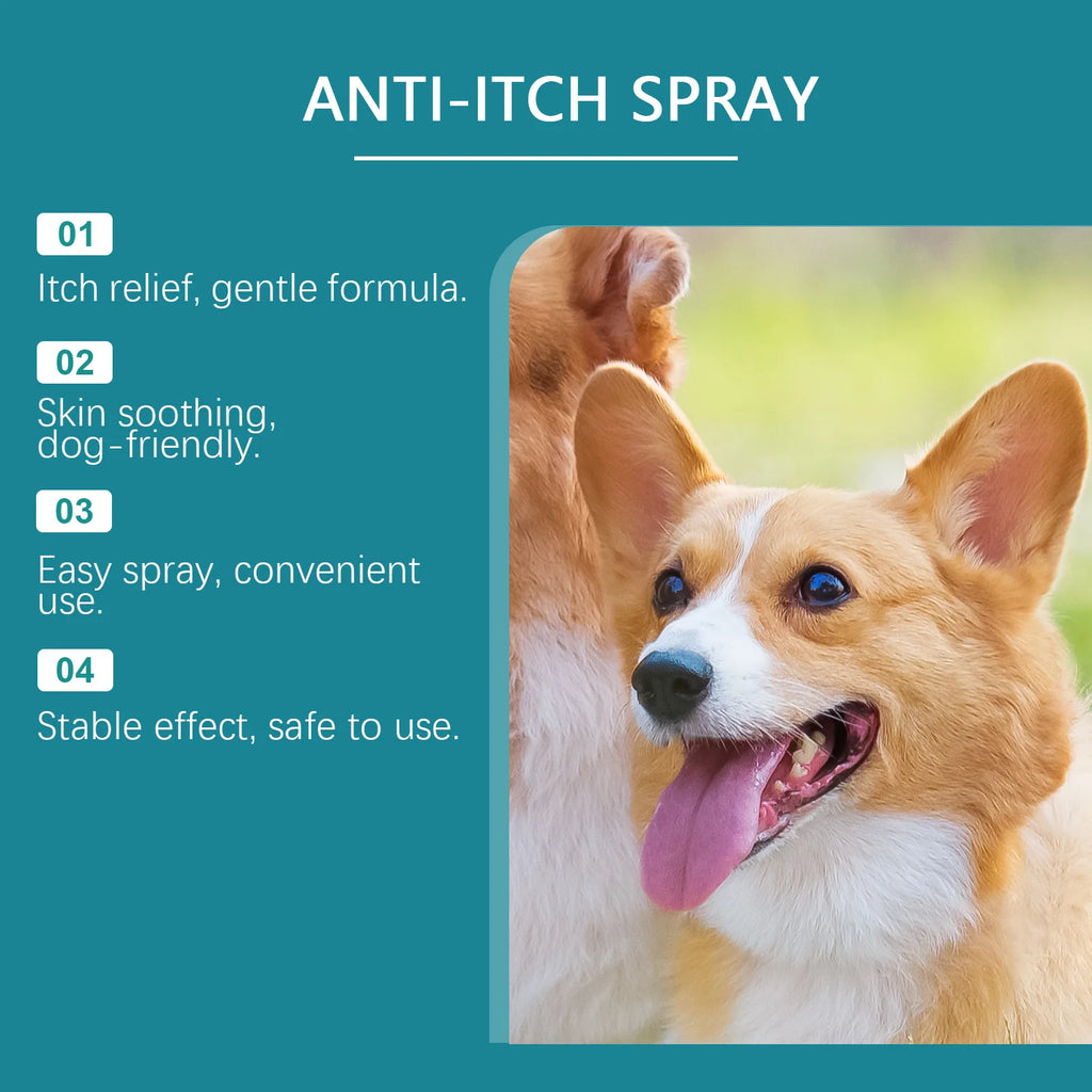 Spray Antipruriginoso para Cães YEGBONG, Spray Suave para Cuidado da Pele, Alivia a Irritação e o Desconforto da Pele do Cão
