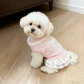 Vestido de Primavera/Verão para Pets, Fino, Rosa, com Laço, Saia Fofa, Roupa Respirável para Cães e Gatos Pequenos, Bichon, Schnauzer, Uso Diário
