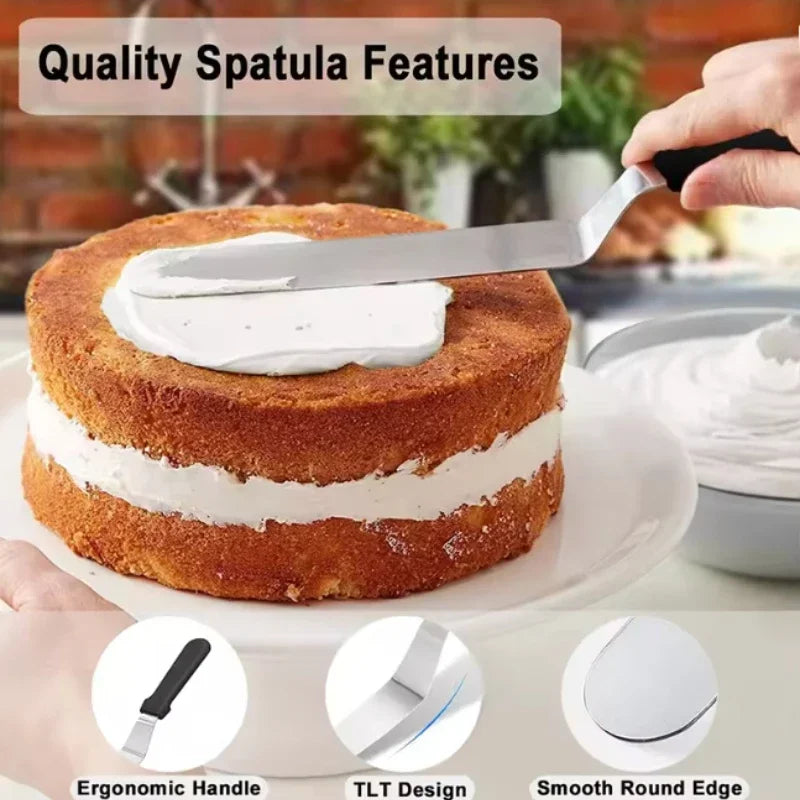 Espátula de Confeiteiro Angulada em Aço Inoxidável, Faca de Paleta Curva com Lâmina Deslocada, Espátula Profissional para Glacê e Creme para Bolos e Doces