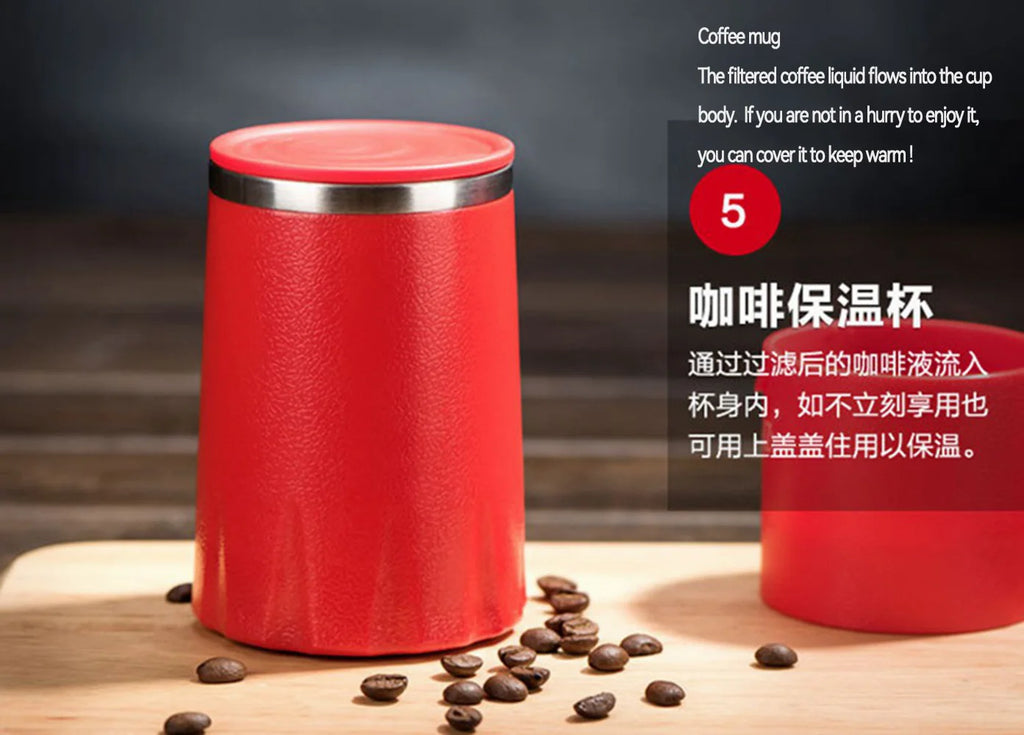 Máquina de café de viagem com caneca manual moedor de café filtro e copo de vácuo tudo-em-um portátil moedor de café máquina de café expresso