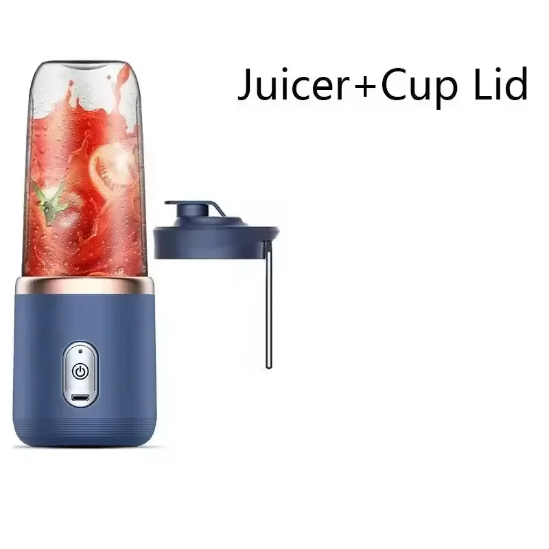 Liquidificador Elétrico Portátil USB com 6 Lâminas, Mini Espremedor de Frutas Sem Fio, Copo para Triturar Gelo, Ferramenta de Cozinha