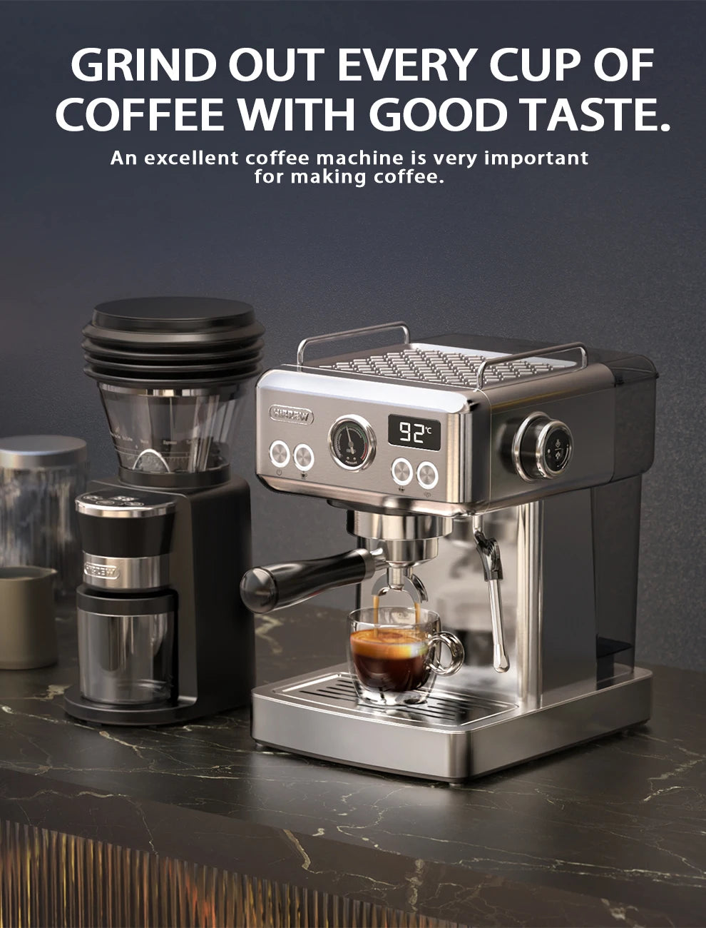 Hibrew moinho de café elétrico automático com 31 engrenagens para café expresso americano despeje sobre armazenamento visual de feijão g3