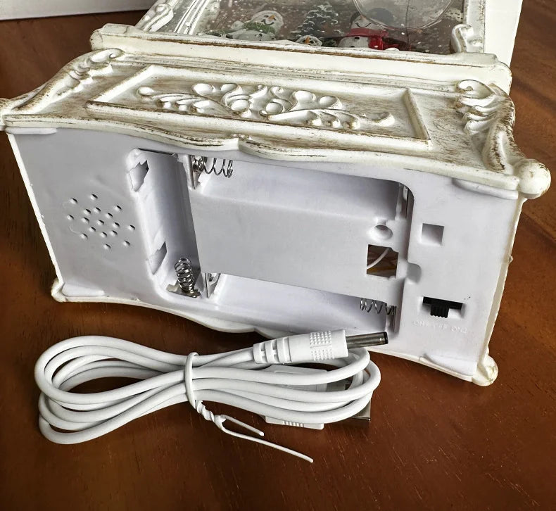 Caixa de música de natal com luzes de natal de cristal ornamentos decoração festiva para festa em casa decoração de mesa clássico presente de natal