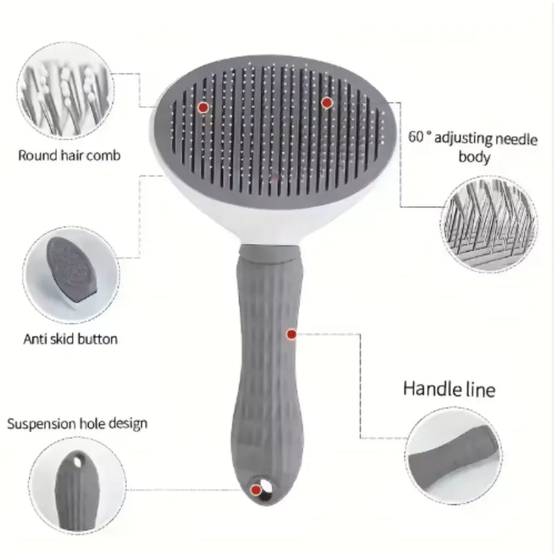 Escova para Cães e Gatos, Escova de Limpeza Automática para Remover Pelos de Animais, Ferramentas de Higiene para Cães e Gatos, Escova Desembaraçadora para Animais de Estimação, Acessórios para Cães