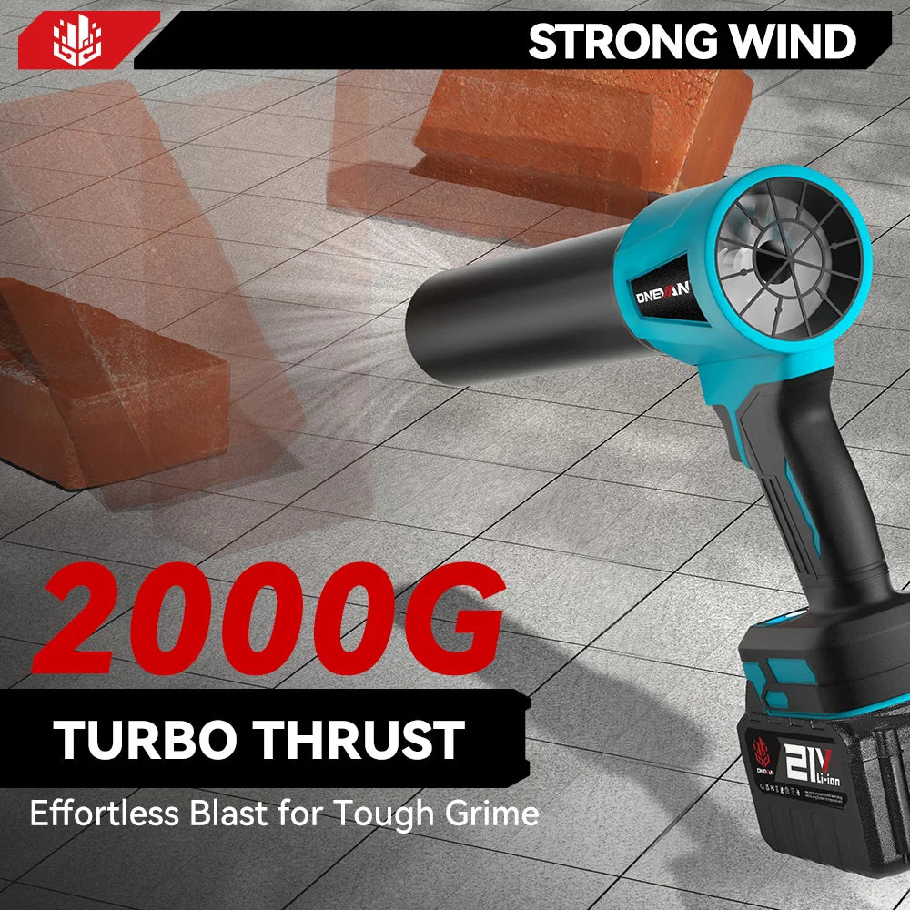 Onevan 400m/s ventilador turbo elétrico sem escova, 4000w, 300000rpm, ferramenta de sopro de poeira de folhas sem fio para makita, pino de bateria de 18v