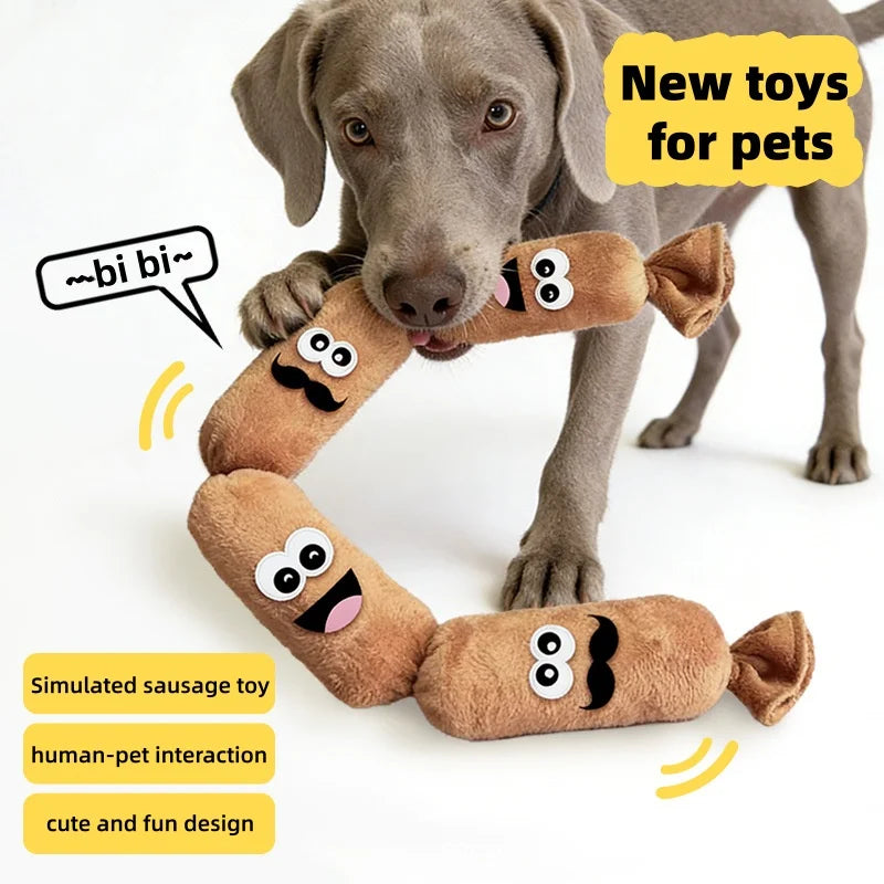 Brinquedo de Pelúcia para Cães em Formato de Salsicha com Som BB, Resistente a Mordidas e Desgaste, para Mastigar e Aliviar o Estresse, Ideal para Brincadeiras Autônomas