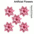 Natal glitter flores artificiais árvore de natal pendurado ornamentos flor falsa para casa 2025 natal ano novo 2026 navidad presente
