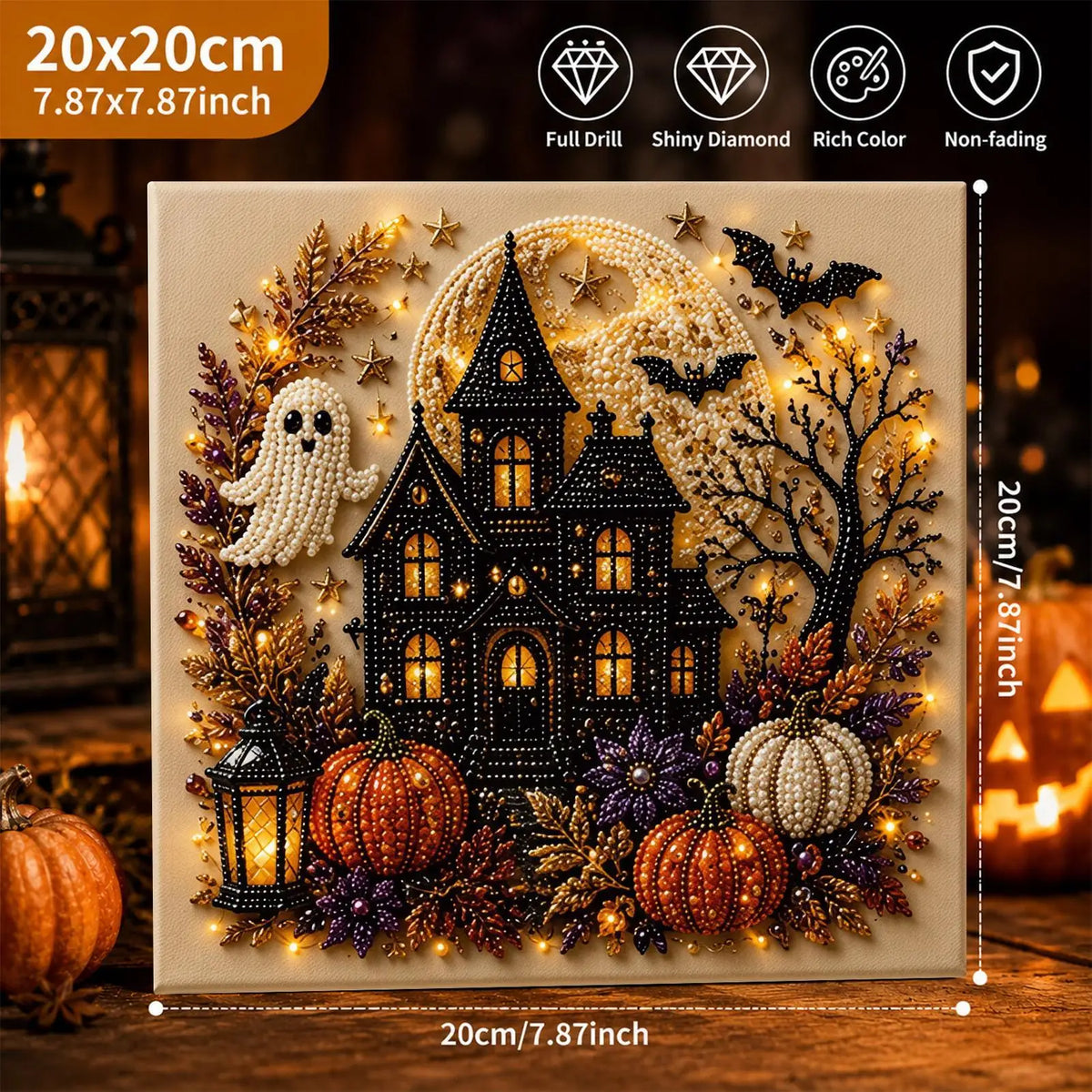 Kit de Arte com Pérolas para Halloween, Artesanato Assustador Ideal para Iniciantes, Lembranças de Festa, Decoração DIY de Fantasmas para Casa, Escritório, Sala de Estar, Estúdio e Festa