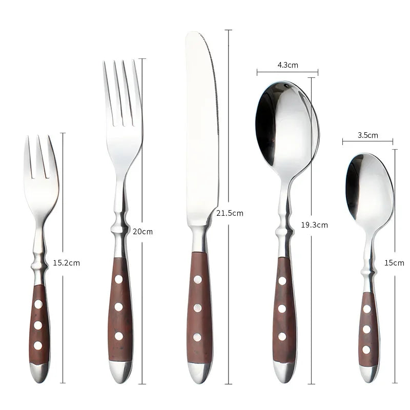 Conjunto de Talheres de Aço Inoxidável, Conjunto de 6 Peças Incluindo Faca, Garfo e Colher, Facas de Cozinha e Talheres para Sala de Jantar