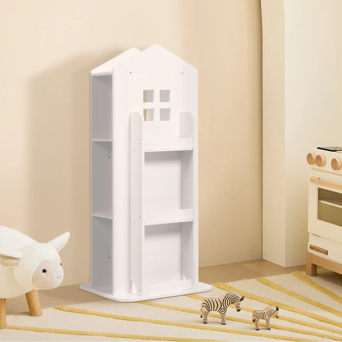 【Breeins】Madre de casa infantil, estante rotativa, livros, brinquedos, organizador de armazenamento, prateleira, armário, decoração de casa