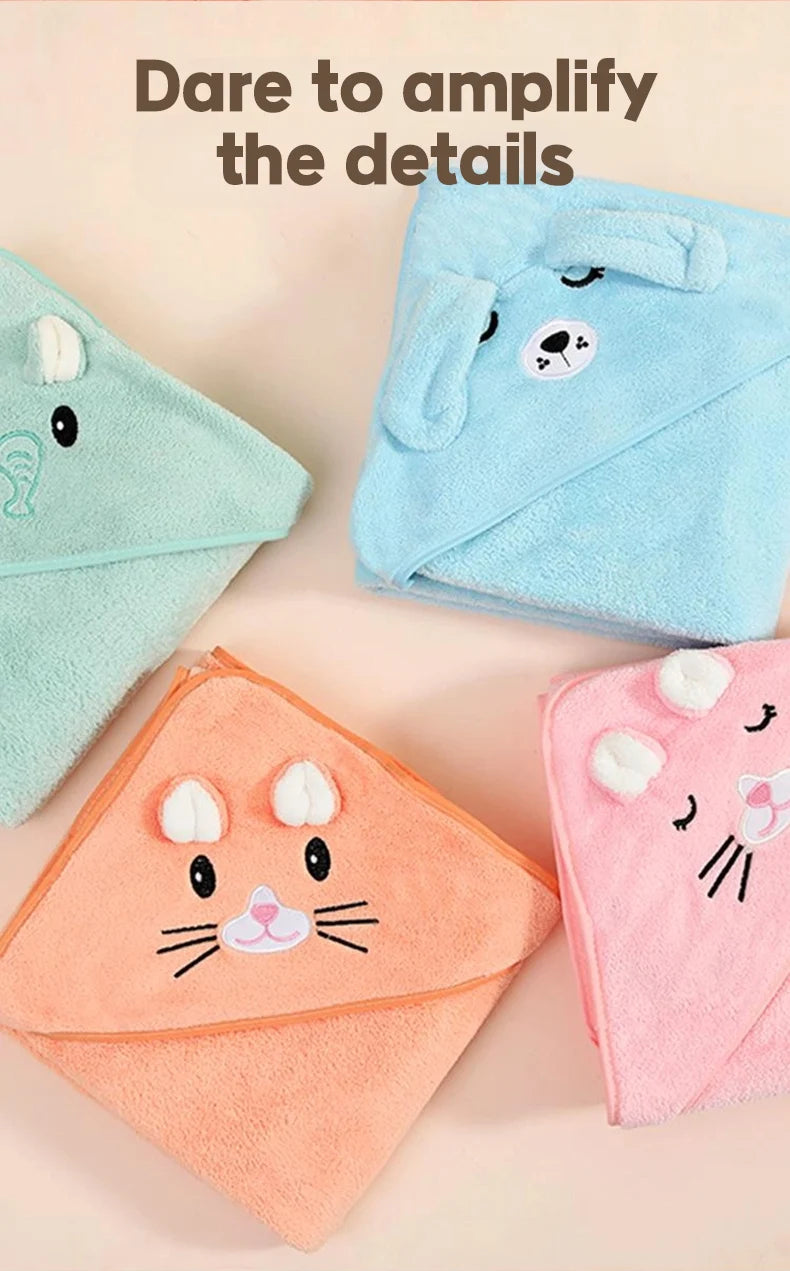 Toalha de banho fofa para bebê, toalha absorvente macia para recém-nascidos, cobertores para bebês para meninas e meninos
