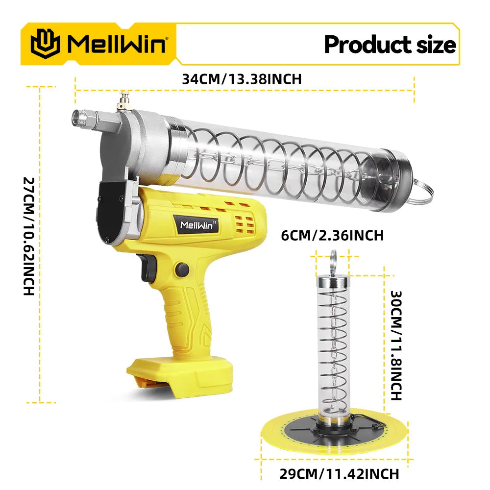 MELLWIN 12000PSL Máquina de Graxa Elétrica Sem Fio de Alta Pressão para Manutenção Automotiva, Ferramenta de Lubrificação a Óleo para Bateria Makita 18V