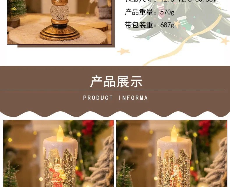 Crystal Snow Candles Lights para Decorações de Natal, Scene Layout, Holiday Gifts, Children's Birthday Gifts