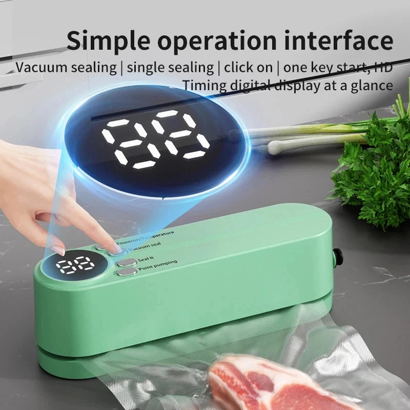 Máquina de Selagem a Vácuo Mini Sem Fio Totalmente Automática, Pequena e Portátil para Embalagem de Alimentos