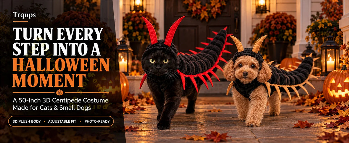 Fantasias de Halloween de Centopeia para Gatos e Cães, Roupas de Cosplay 3D de 50'', Roupa de Halloween para Animais de Estimação, Adereço Fotográfico para Uso Externo