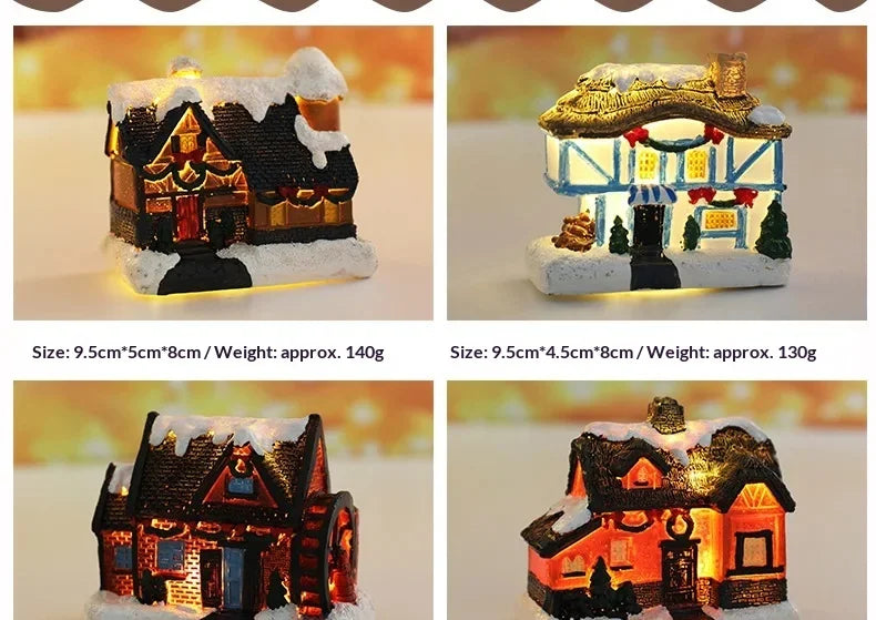 Natal led luz casa enfeites de árvore de natal led resina pequena vila casa natal brilho decoração presente feliz ano novo decorações dc05