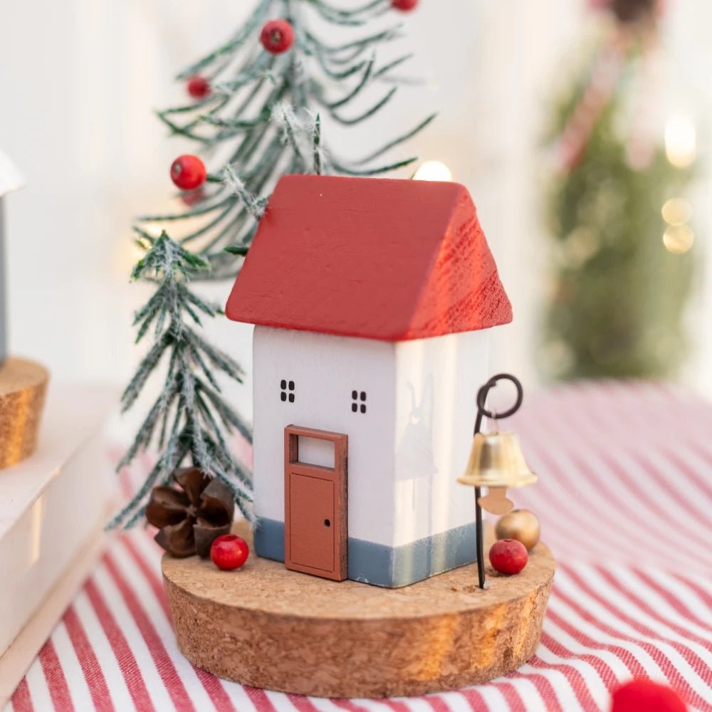 Casas e Acessórios Colecionáveis de Natal: Enfeites de Figuras, Cenas de Mesa de Casa de Madeira de Inverno, Decoração de Mesa para Feriados e Casa