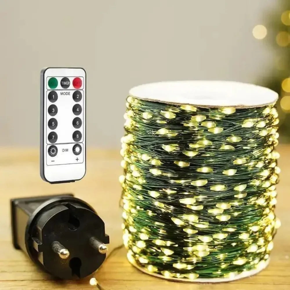 Decorações para Árvore de Natal, Luzes de Cordão à Prova d'Água para Exterior, Guirlandas de Ano Novo, Luzes LED Decorativas para Casamento e Decoração de Natal em Casa