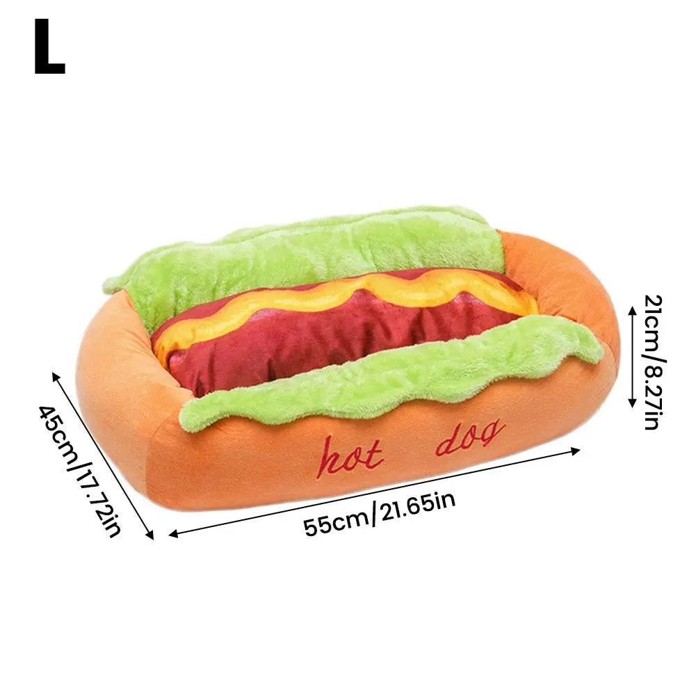 Cama para Animais de Estimação em Formato de Cachorro-Quente, Almofada Macia de Fibra para Cães e Gatos, Casa Quente para Filhotes, Camas Removíveis e Laváveis para Cães e Gatos