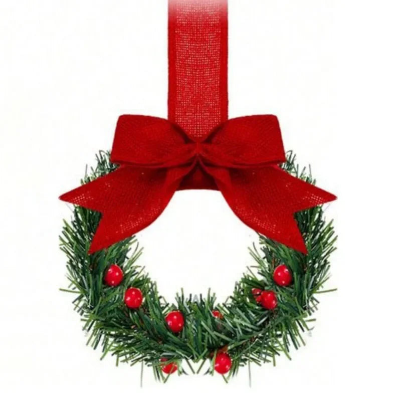 4 Peças de Mini Guirlandas de Natal, Decorações para Janelas, Laços de Fita, Frutas Vermelhas, Decorações para Festas de Natal em Casa