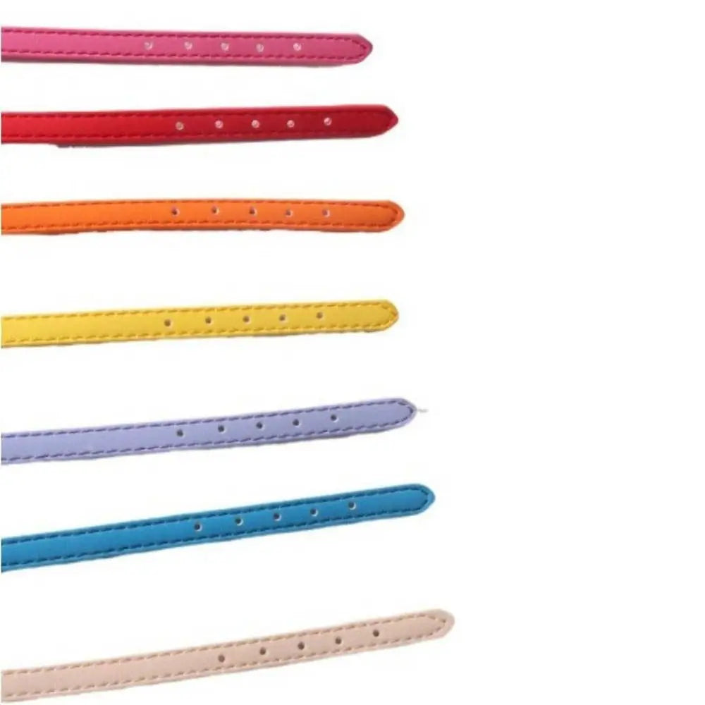 Coleira de gato pequena elástica, cor macaron, coleira para animais de estimação com sinos, coleira de couro pu ajustável para filhotes e gatos