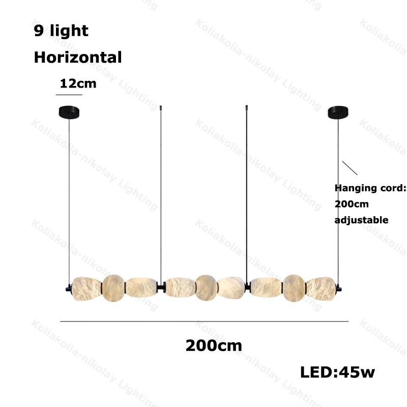 Lustres de LED Reguláveis de Mármore Natural para Decoração de Casa, Nova Tendência 2026, Iluminação para Sala de Estar e Sala de Jantar