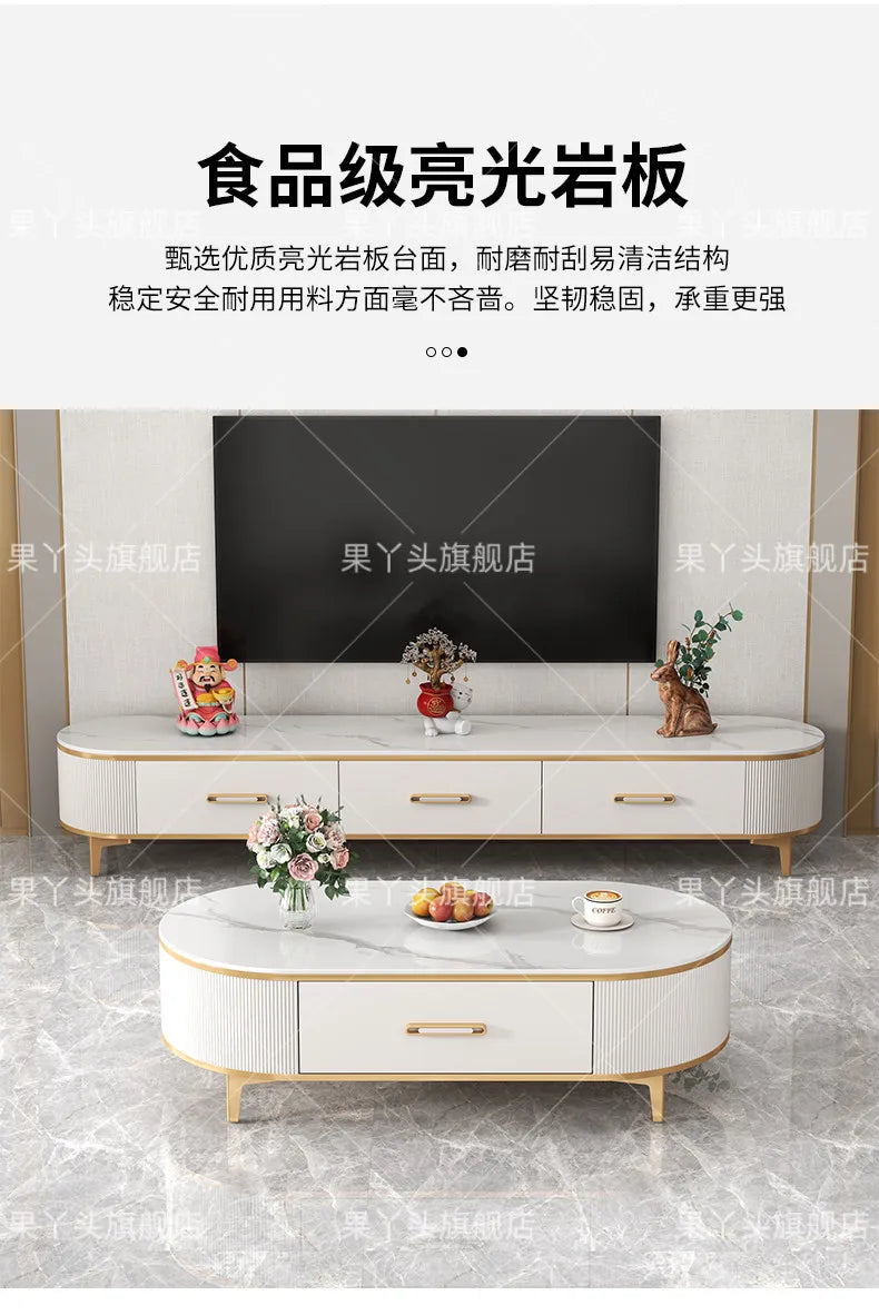 Mesa de Jantar, Mesa de Centro para Escrita e Café, Gavetas Móveis, Mesa Lateral de Luxo com Armazenamento para Sala de Estar, Mesa Auxiliar Moderna, Móveis Modernos