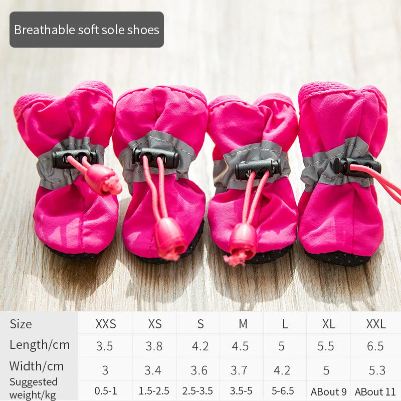 Conjunto de 4 Sapatos Impermeáveis para Cães, Botas de Chuva Antiderrapantes com Sola Macia, Sapatos para Gatos, Botas para Filhotes, Acessório para Patas