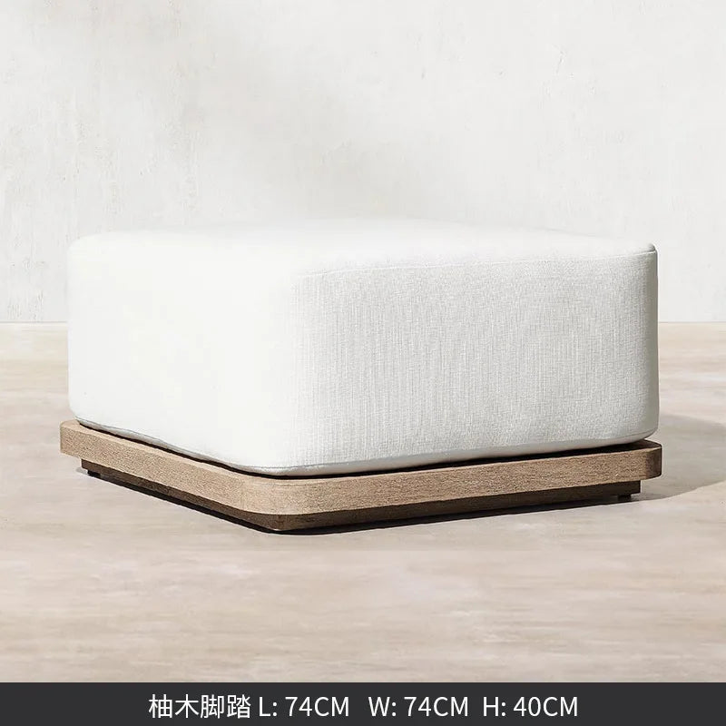 Conjunto de Móveis Modernos para Exterior à Prova d'Água com Pedal, Banco de Madeira Teca e Sofá de Rattan para Jardim, Sala de Estar e Hotéis