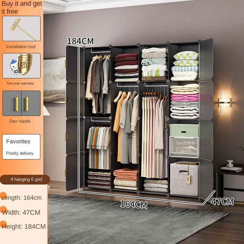 Guarda-roupa conjunto de roupas plástico dobrável à prova de poeira armários cubo armazenamento locke armário móveis organizador de zapatos Kasa & Pet Store