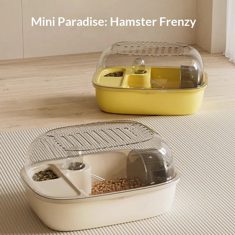 Gaiola de Luxo para Hamster Dourado de Grande Capacidade, Habitat Villa com Plataforma Grande de 2 Camadas, Ninho para Esconderijo, Suprimentos para Pequenos Animais de Estimação