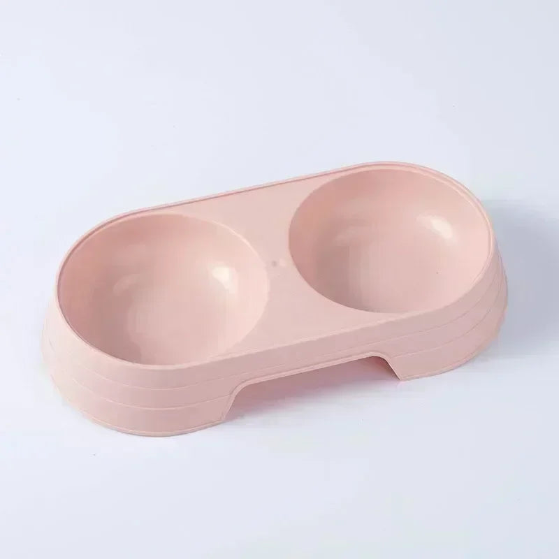Tigela dupla para animais de estimação, cães e gatos, tigelas duplas, macaron, plástico, suprimentos para animais de estimação, acessórios para gatos, produtos para gatos