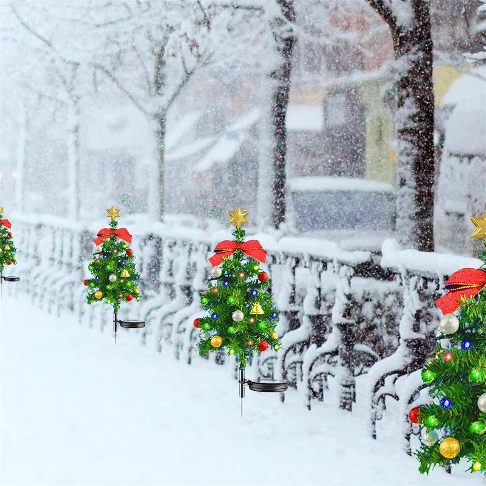 Árvore de natal luzes solares ao ar livre à prova dwaterproof água led jardim caminho gramado paisagem festivo decorativo luzes piso decoração natal