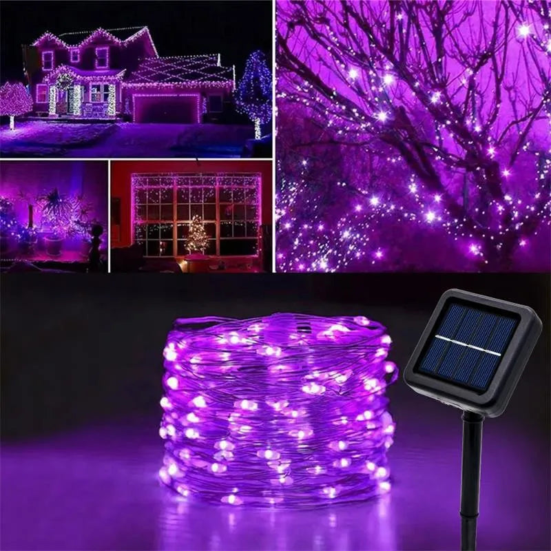 Decorações para Árvore de Natal, Luzes de Cordão Solares para Jardim Externo, Luzes de Fio de Cobre LED para Festas em Casa, Casamentos, Ano Novo 2027