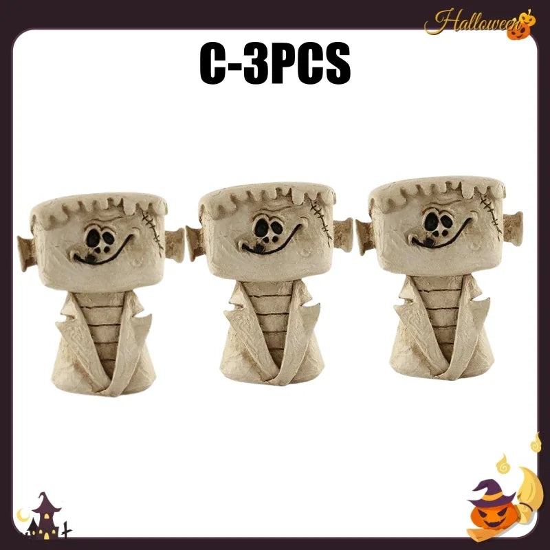 Decoração de Halloween: Fantasma, Abóbora e Múmia - Enfeite de Resina Assustador para Mesa, Perfeito para Noite de Halloween, Sala de Estar e Festas