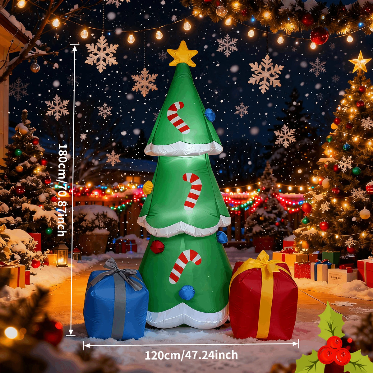 Decorações infláveis de natal-ramo boneco de neve, papai noel, homem de gengibre, saco de presente boneco de neve luz led decorações de gramado