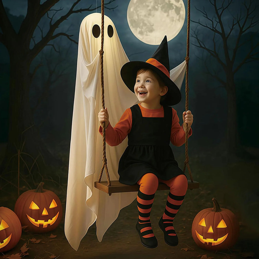 Decoração de halloween fantasma de balanço pendurado ao ar livre com luzes de corda ornamento fantasma assustador decoração fantasma bonito para árvores de varanda frontal