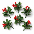 Guirlanda de Natal com Azevinho Artificial, Bagas Vermelhas, Folhas Verdes, Enfeites para Árvore de Natal, Guirlanda, Buquês DIY