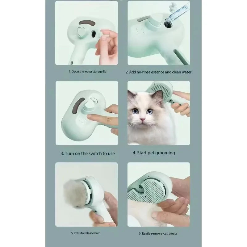 Pet Spray Hair Comb Pet Hair Remover Cleaning Brush Cats Grooming Dog Accessories Tools Dematting Water Mist Humidifier Comb