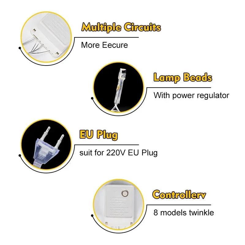 Guirlanda de led luzes da corda 10m 30m 50m 100m árvore de natal decoração de casamento à prova dwaterproof água luz de fadas interior ao ar livre 220v lâmpada da ue
