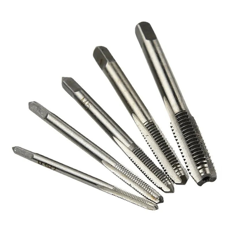 5 peças torneira de rosca de ranhura reta manual M3 a M8 conjunto de ferramentas de hardware de rosqueamento rápido e rosca interna