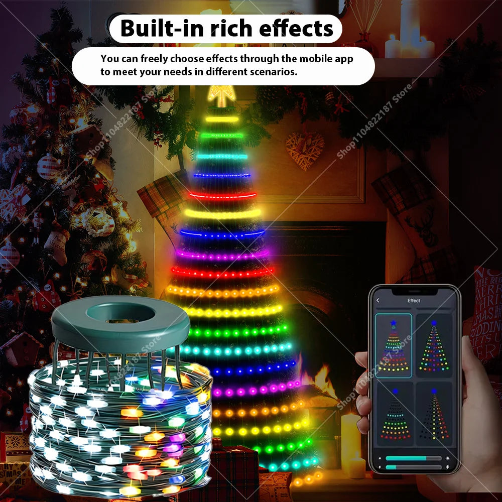 Nova árvore de natal 400led luzes app-controle diy padrão exibição para casa decorações da árvore de natal luzes