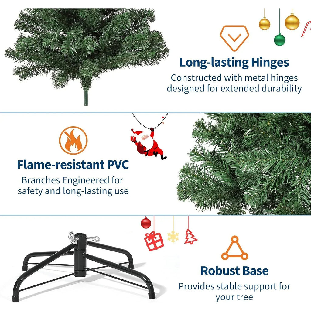 Árvore de Natal com galhos em forma de cedro, 1,8 metros ou 2,3 metros de altura, galhos em PVC, base estável
