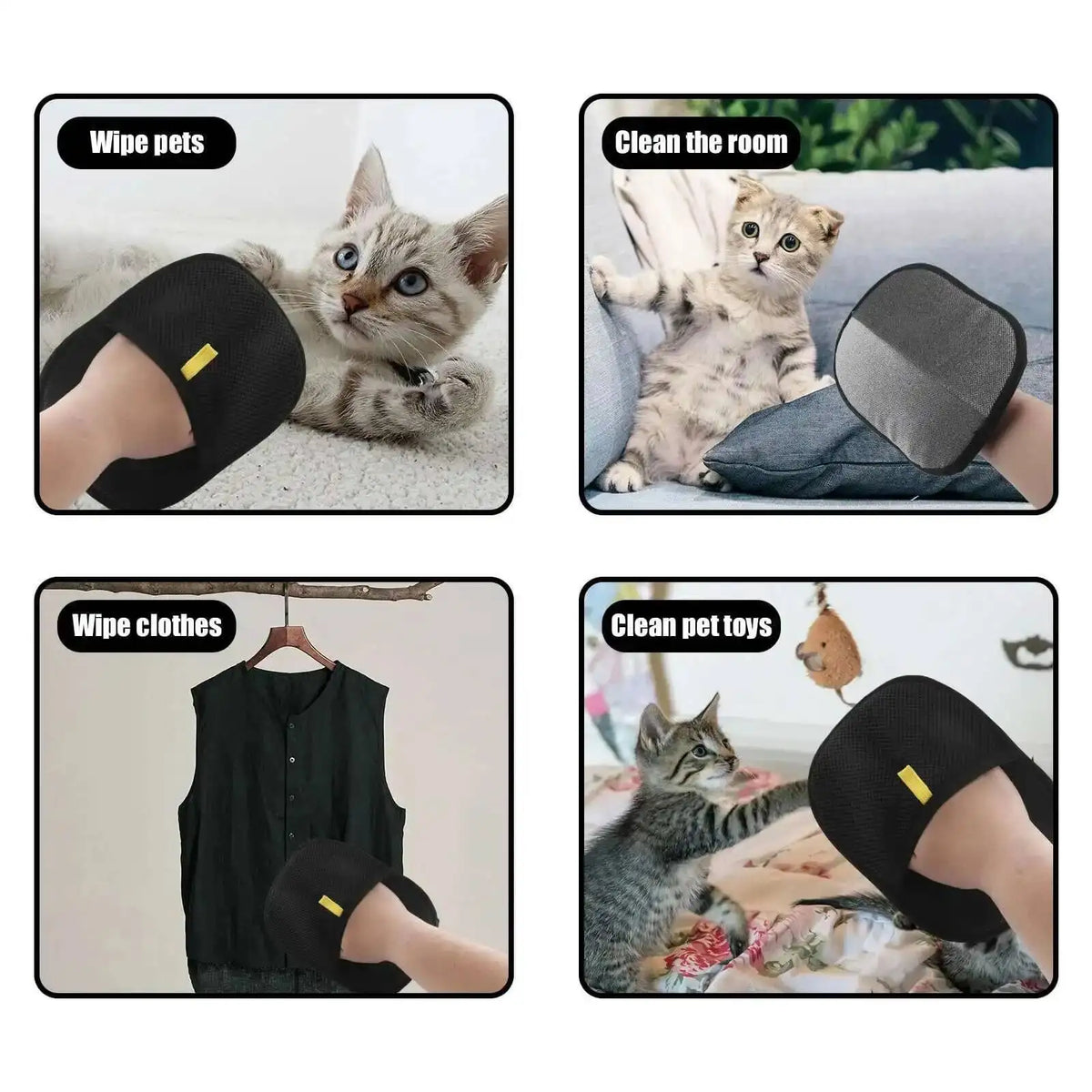 Ferramenta de Remoção de Pelos de Animais, Luvas Reutilizáveis para Remoção Estática, Luvas de Cuidado Dupla Face para Animais, Remove Pelos de Animais de Estimação de Tapetes