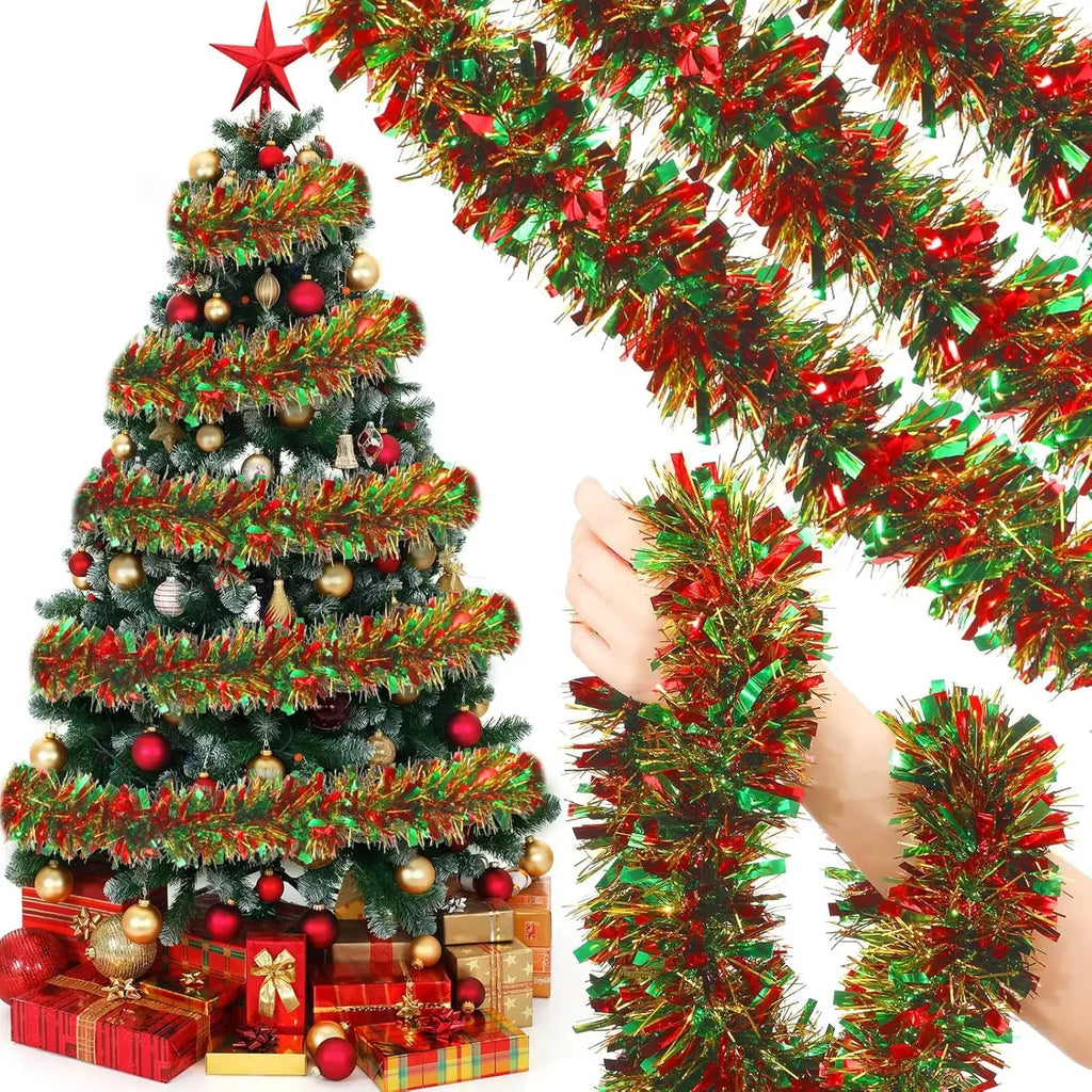 Guirlandas de Natal com Fitas e Laços para Decoração de Balcões, Enfeites para Árvore de Natal, Decoração de Festas e Casa, Adereço Pendente