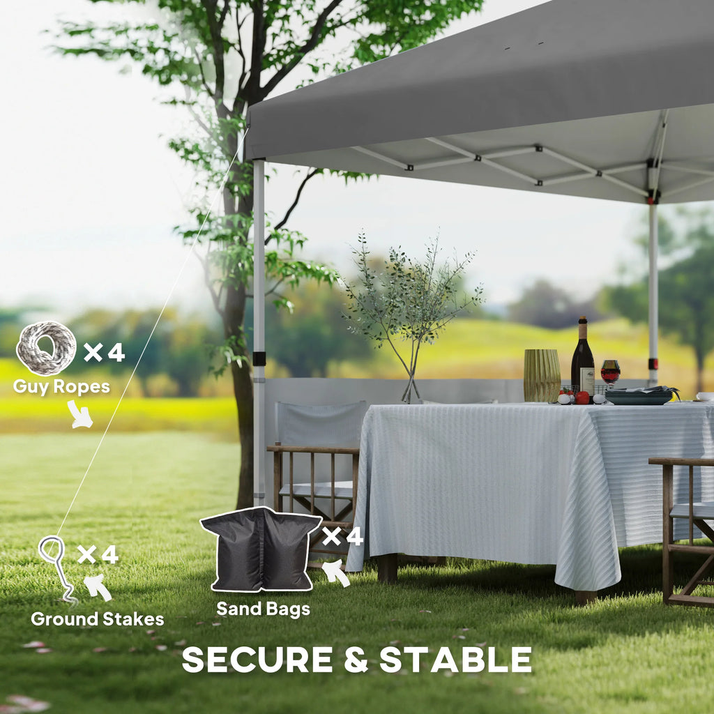 Tenda Pop-up 10' X 10' com 2 Meias Paredes Laterais, Cinza Escuro
