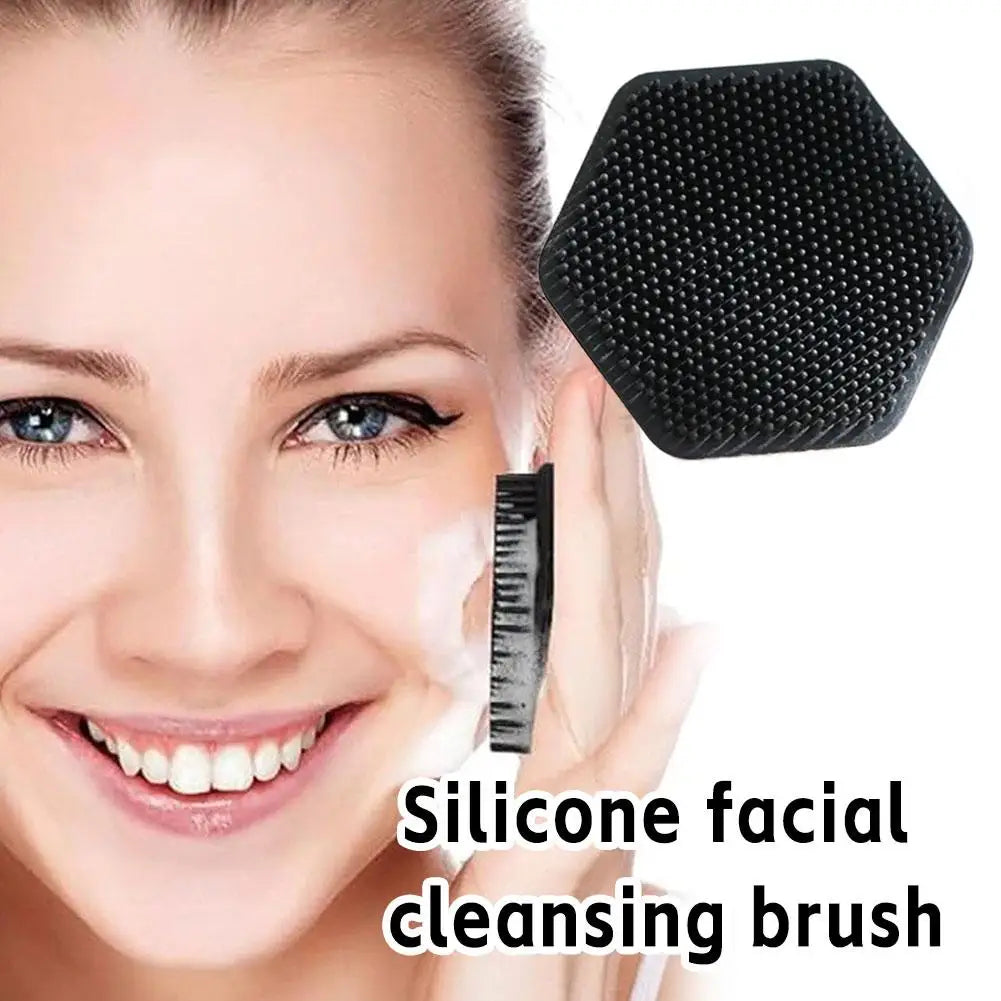 Escova de Limpeza Facial Hexagonal Portátil em Silicone, Esfoliante Facial Macio para Limpeza Profunda dos Poros